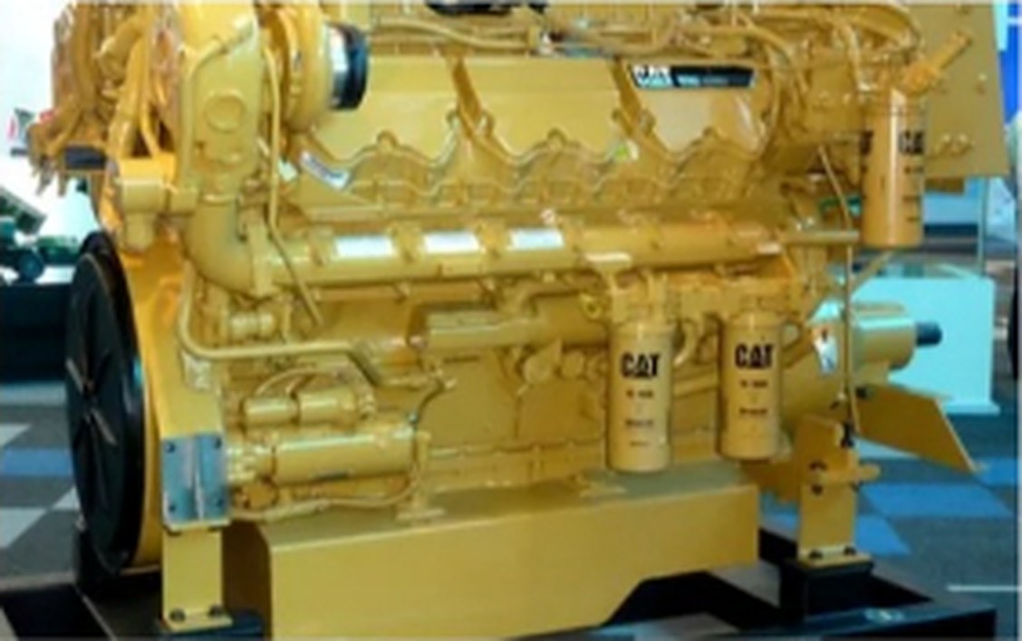 Caterpillar C32 marine diesel engine on display